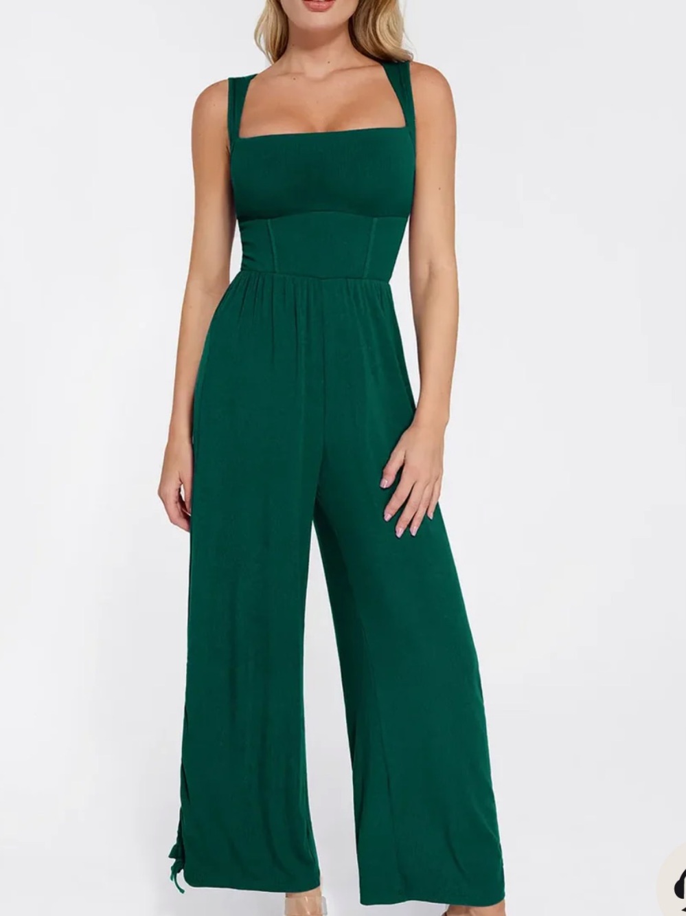 Popilush Shapewear Square Neck Tummy Control Wide Leg Jumpsuit